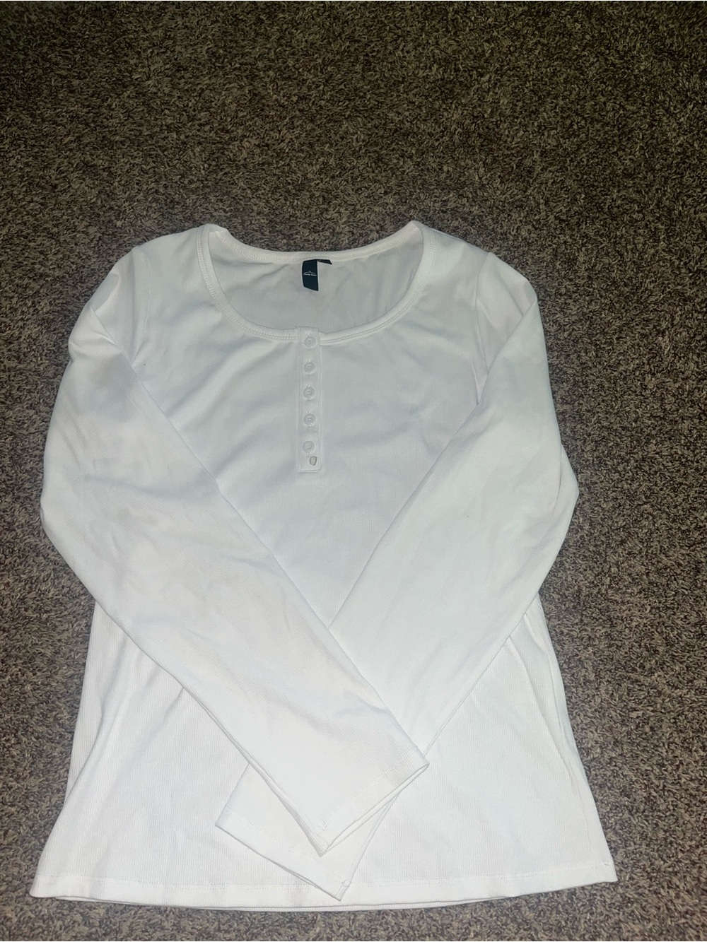 White Long Sleeve Henley Top
